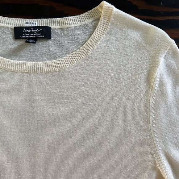 LORD & TAYLOR Women's cream fine merino sweater, S - Picture 3 of 7